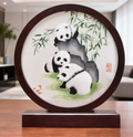 Hand - embroidered panda - themed screen ornament