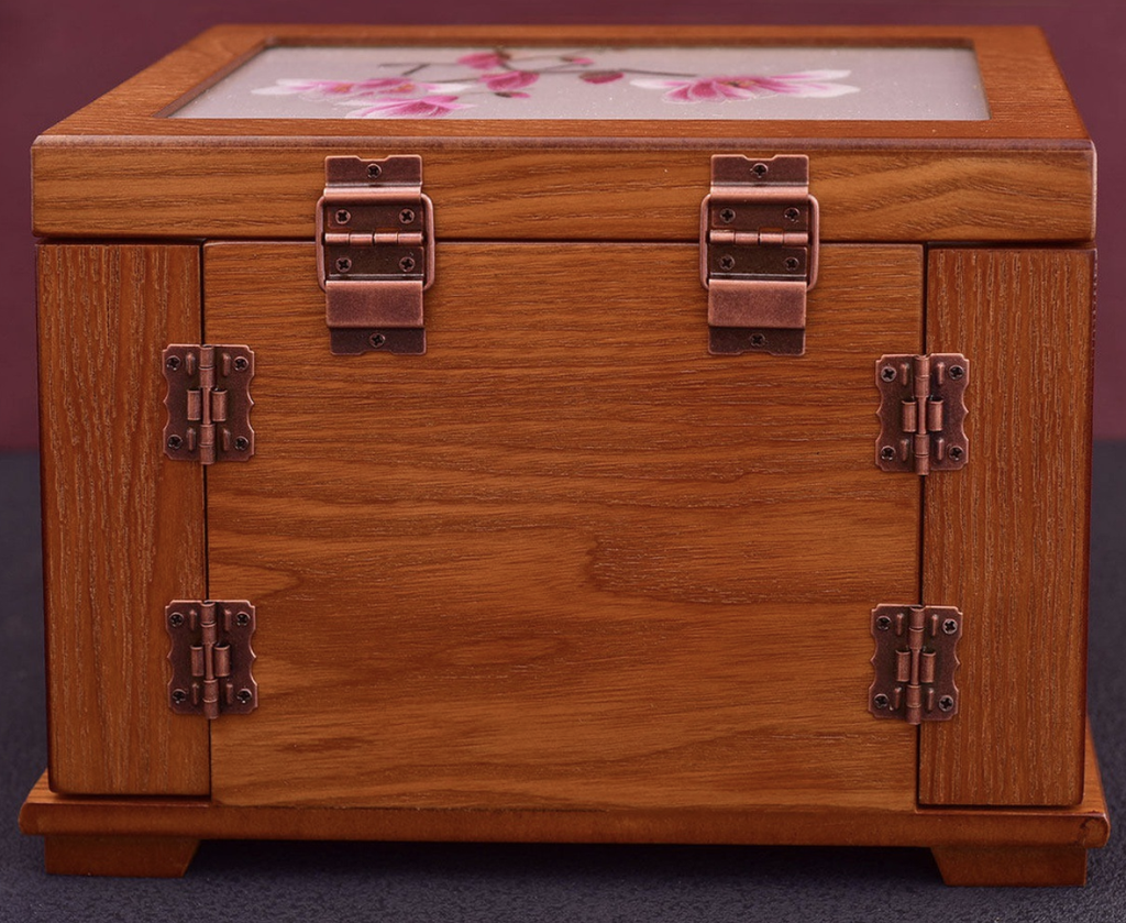 Luxury Hand-Embroidered Jewelry Box | Solid Walnut & Shu Embroidery