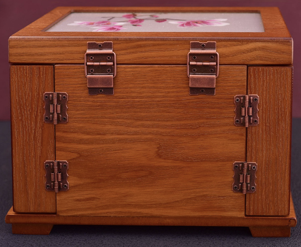Luxury Hand-Embroidered Jewelry Box | Solid Walnut & Shu Embroidery