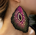 Light - luxury Embroidered Large - sized Circular Earrings