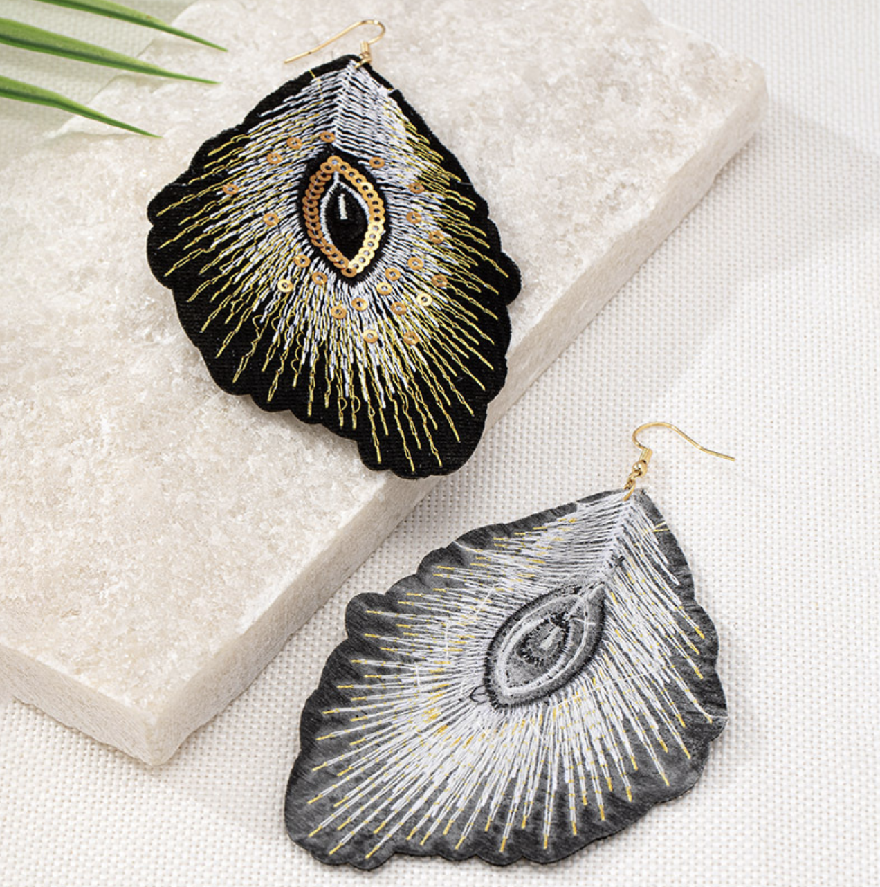 Light - luxury Embroidered Large - sized Circular Earrings