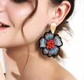Lightweight and Luxurious Embroidered Flower Earrings