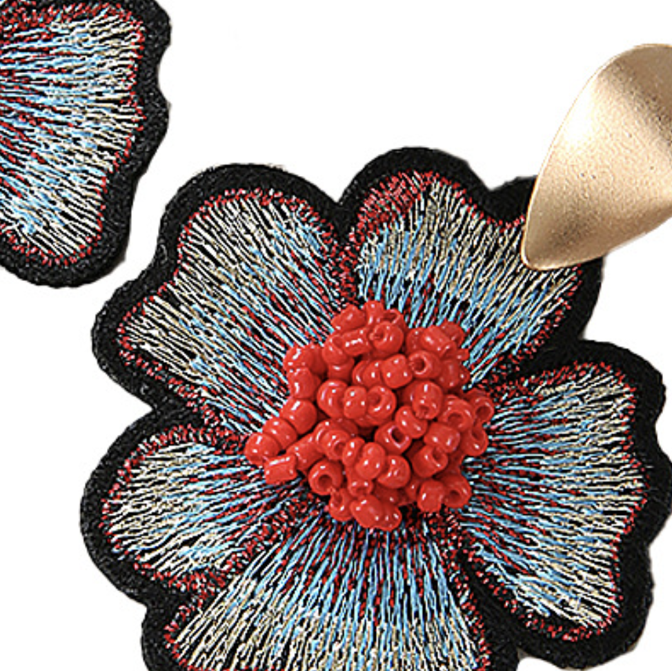 Lightweight and Luxurious Embroidered Flower Earrings