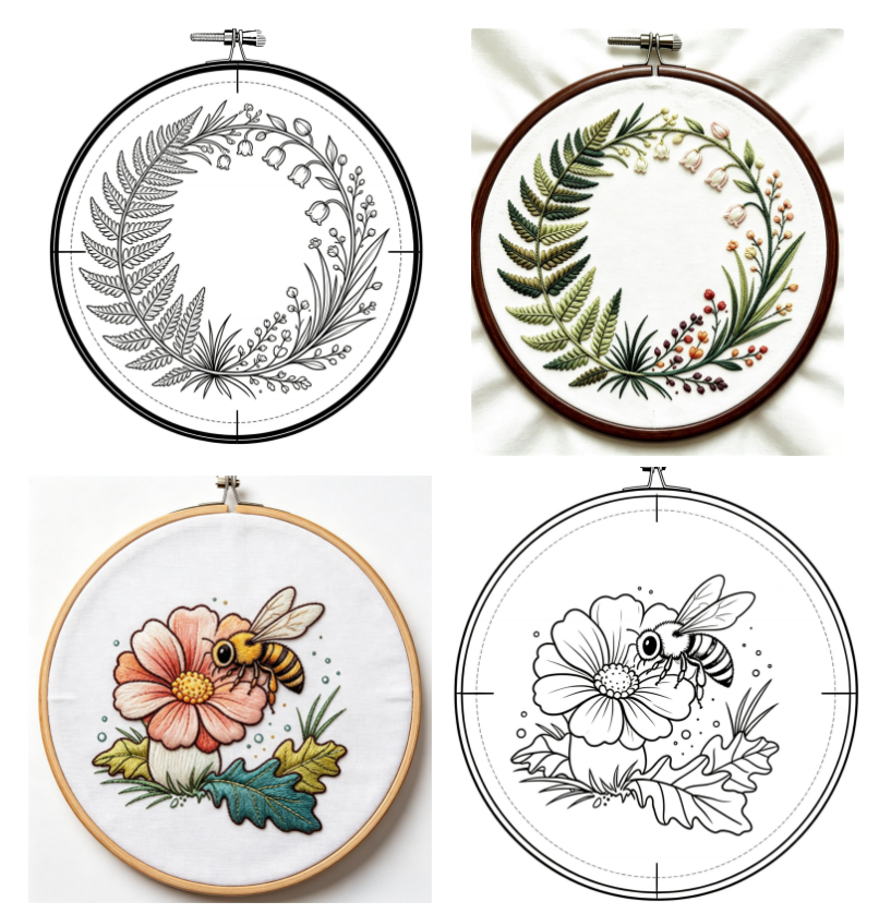 Paint with Thread: 4 Floral Embroidery Patterns – Mini PDF Sampler