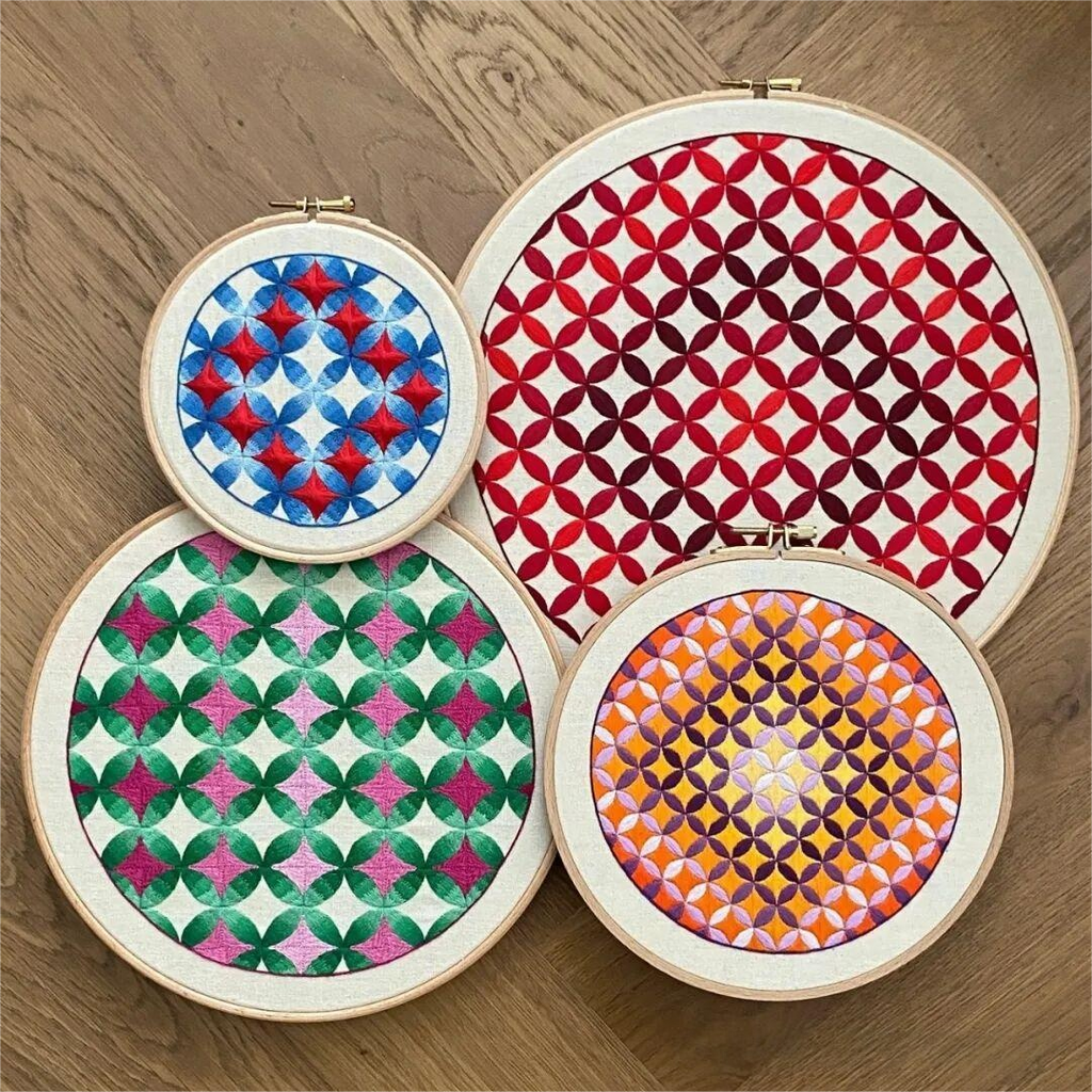 28 Geometric Broken-Line Embroidery Patterns for Beginners – Easy PDF Tutorial Bundle with Upcycling Ideas
