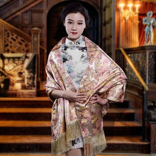 Shu Brocade Woven Silk Shawl - Silk Craftsmanship